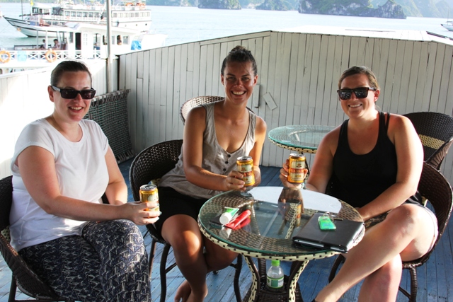 Ashlign, Narelle, Dani on our boat on Ha Long Bay